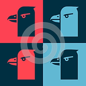 Pop art Eagle head icon isolated on color background. Vector Illustration