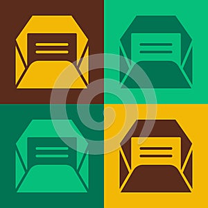 Pop art Envelope icon isolated on color background. Received message concept. New, email incoming message, sms. Mail