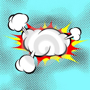 Pop art explosion boom cloud comic book background