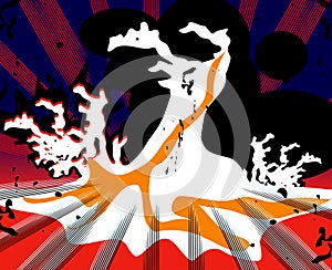 Pop art explosion over boom background. illustration