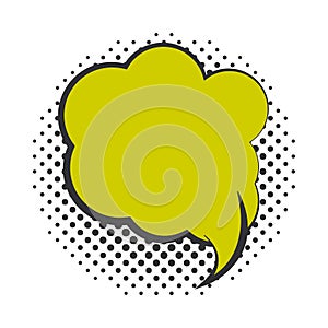 Pop art expression speech bubble halftone style, flat design white background