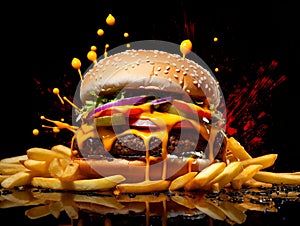 Pop-Art Feast: Exaggerated Dimensions of Urban Fast Food in Vibrant Graffiti