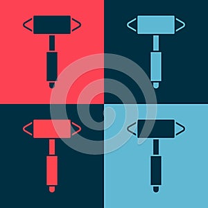 Pop art Firefighter axe icon isolated on color background. Fire axe. Vector