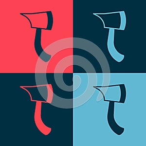 Pop art Firefighter axe icon isolated on color background. Fire axe. Vector