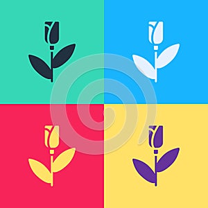 Pop art Flower rose icon isolated on color background. Vector