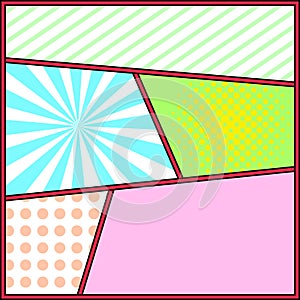 Pop art frame comics background page template
