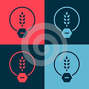 Pop art Gluten free grain icon isolated on color background. No wheat sign. Food intolerance symbols. Vector