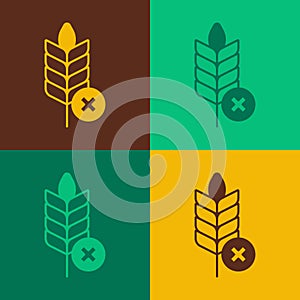 Pop art Gluten free grain icon isolated on color background. No wheat sign. Food intolerance symbols. Vector