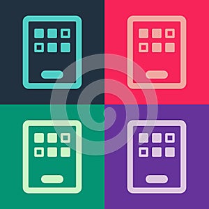 Pop art Graphic tablet icon isolated on color background. Vector