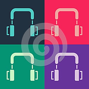 Pop art Headphones icon isolated on color background. Earphones. Concept for listening to music, service, communication