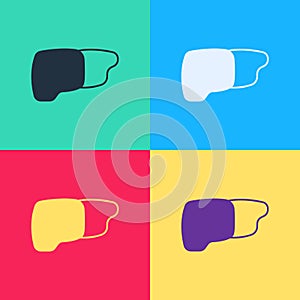 Pop art Human organ liver icon isolated on color background. Vector