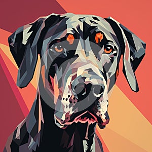 Pop Art Illustration Of A Black And Brown Great Dane Dog