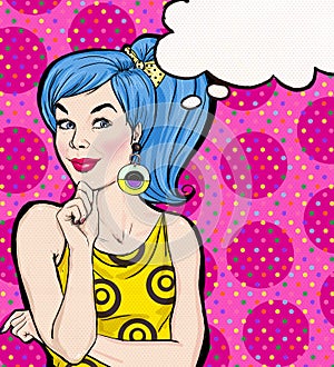 Arte illustrazioni blu capelli discorso bolla. arte. invito alla festa 