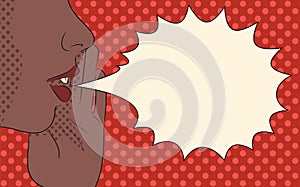 Pop Art illustration of a girl screaming with speech bubble