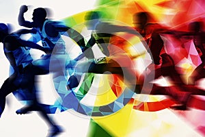 Pop art Illustration of International sport competition. Field-and-track athletics