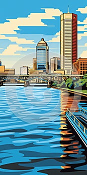 Pop Art Illustration Of Jacksonville: A Colorful Creek City