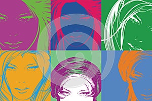 Pop art illustration. Fashion girls in the pop art style.