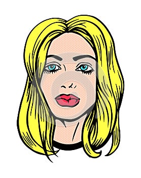 Pop art illustration portrait of a girl comics style vector