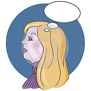 Thinking pop art woman illustration