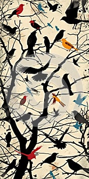 Pop art influenced of bird silhouettes photo