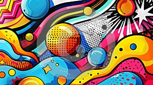 pop art inspiration, a dynamic pop art backdrop featuring bright colors and daring designs ideal for creative endeavors photo