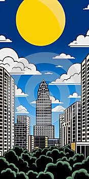 Pop Art-inspired Comic Book Style Illustration Of Austin