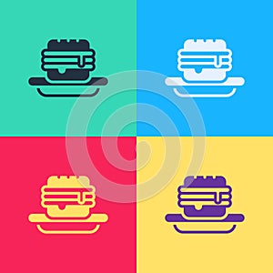 Pop art Junk food icon isolated on color background. Prohibited hot dog. No Fast food sign. Vector