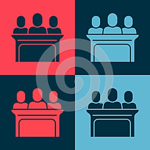 Pop art Jurors icon isolated on color background. Vector