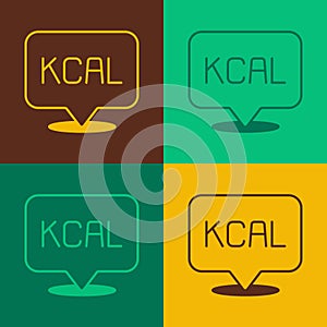 Pop art Kcal icon isolated on isolated on color background. Health food. Vector