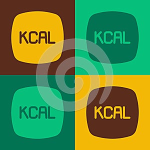 Pop art Kcal icon isolated on isolated on color background. Health food. Vector