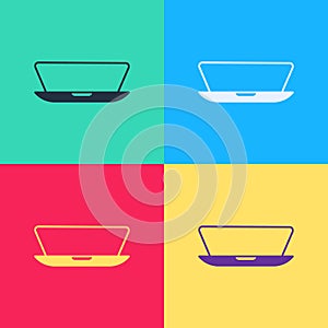 Pop art Laptop icon isolated on color background. Computer notebook with empty screen sign. Vector