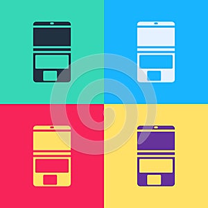 Pop art Laptop icon isolated on color background. Computer notebook with empty screen sign. Vector Illustration