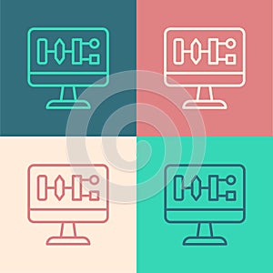 Pop art line Algorithm icon isolated on color background. Algorithm symbol design from Artificial Intelligence