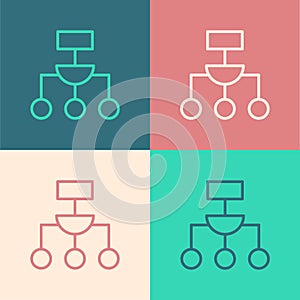 Pop art line Algorithm icon isolated on color background. Algorithm symbol design from Artificial Intelligence
