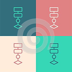 Pop art line Algorithm icon isolated on color background. Algorithm symbol design from Artificial Intelligence