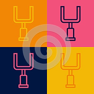 Pop art line American football goal post icon isolated on color background. Vector