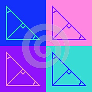 Pop art line Angle bisector of a triangle icon isolated on color background. Vector