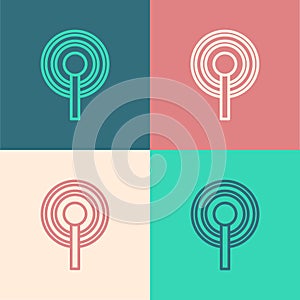 Pop art line Antenna icon isolated on color background. Radio antenna wireless. Technology and network signal radio