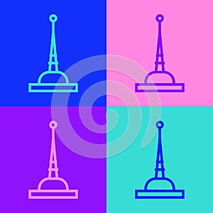 Pop art line Antenna icon isolated on color background. Radio antenna wireless. Technology and network signal radio