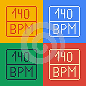 Pop art line Bitrate icon isolated on color background. Music speed. Sound quality. Vector