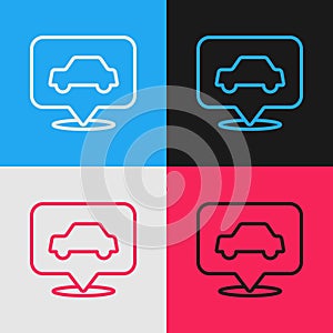 Pop art line Car service icon isolated on color background. Auto mechanic service. Repair service auto mechanic