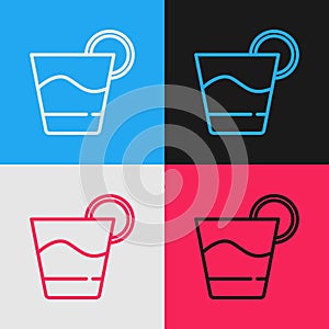 Pop art line Cocktail icon isolated on color background. Vector