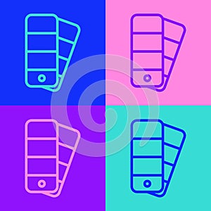 Pop art line Color palette guide icon isolated on color background. Vector