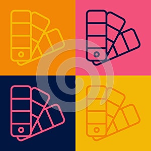 Pop art line Color palette guide icon isolated on color background. Vector