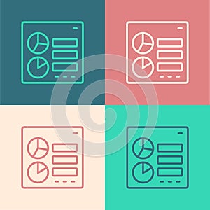 Pop art line Computer api interface icon isolated on color background. Application programming interface API technology