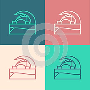 Pop art line Concert hall Auditorio de Tenerife icon isolated on color background. Santa Cruz de Tenerife, Spain. Vector photo