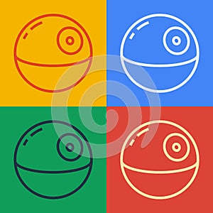 Pop art line Death star icon isolated on color background. Vector