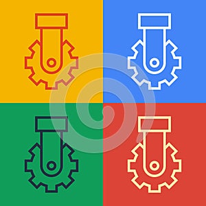 Pop art line Derailleur bicycle rear speed folding icon isolated on color background. Vector photo