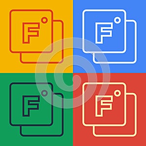 Pop art line Fahrenheit icon isolated on color background. Vector