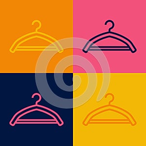 Pop art line Hanger wardrobe icon isolated on color background. Cloakroom icon. Clothes service symbol. Laundry hanger